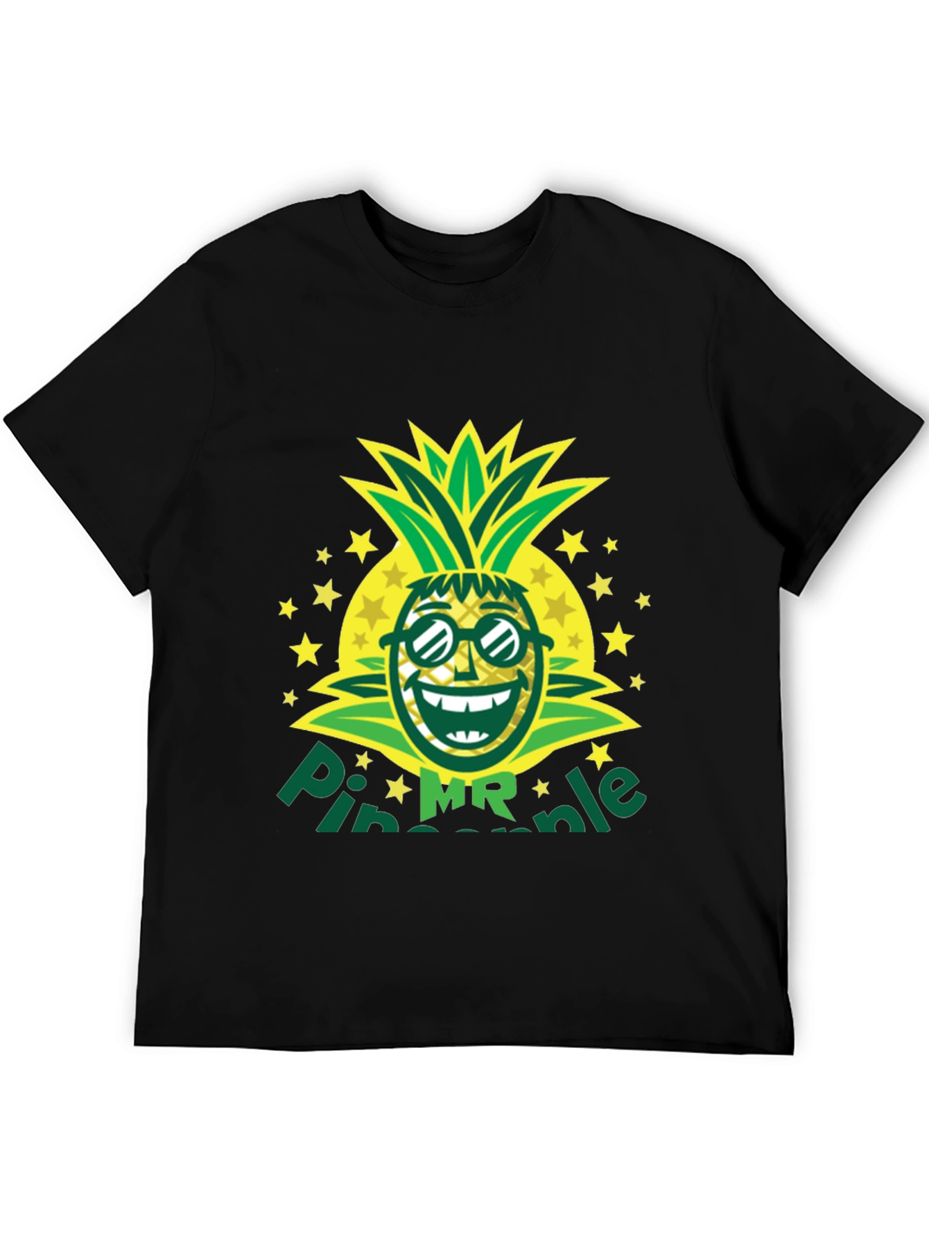 Mr. Pineapple Graphic T-Shirt - Black Cotton Tee