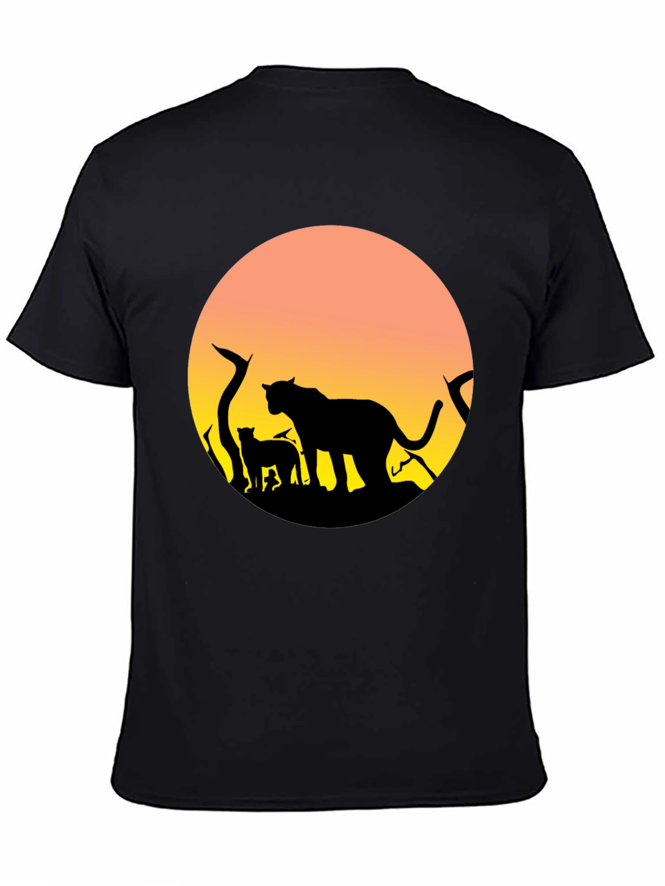 Lion Silhouette Sunset Graphic T-Shirt