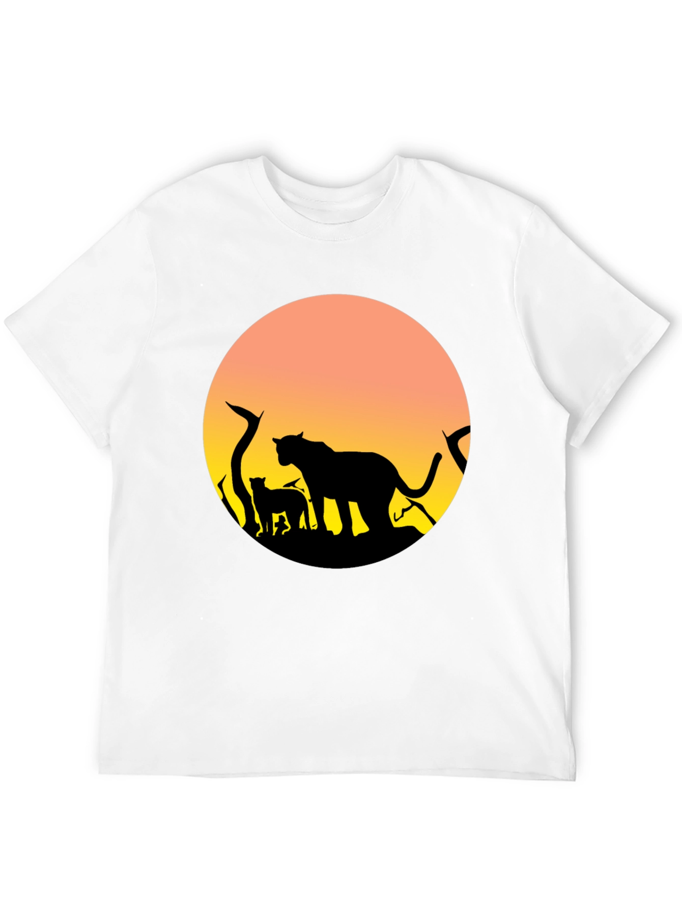 Lion Silhouette Sunset Graphic T-Shirt