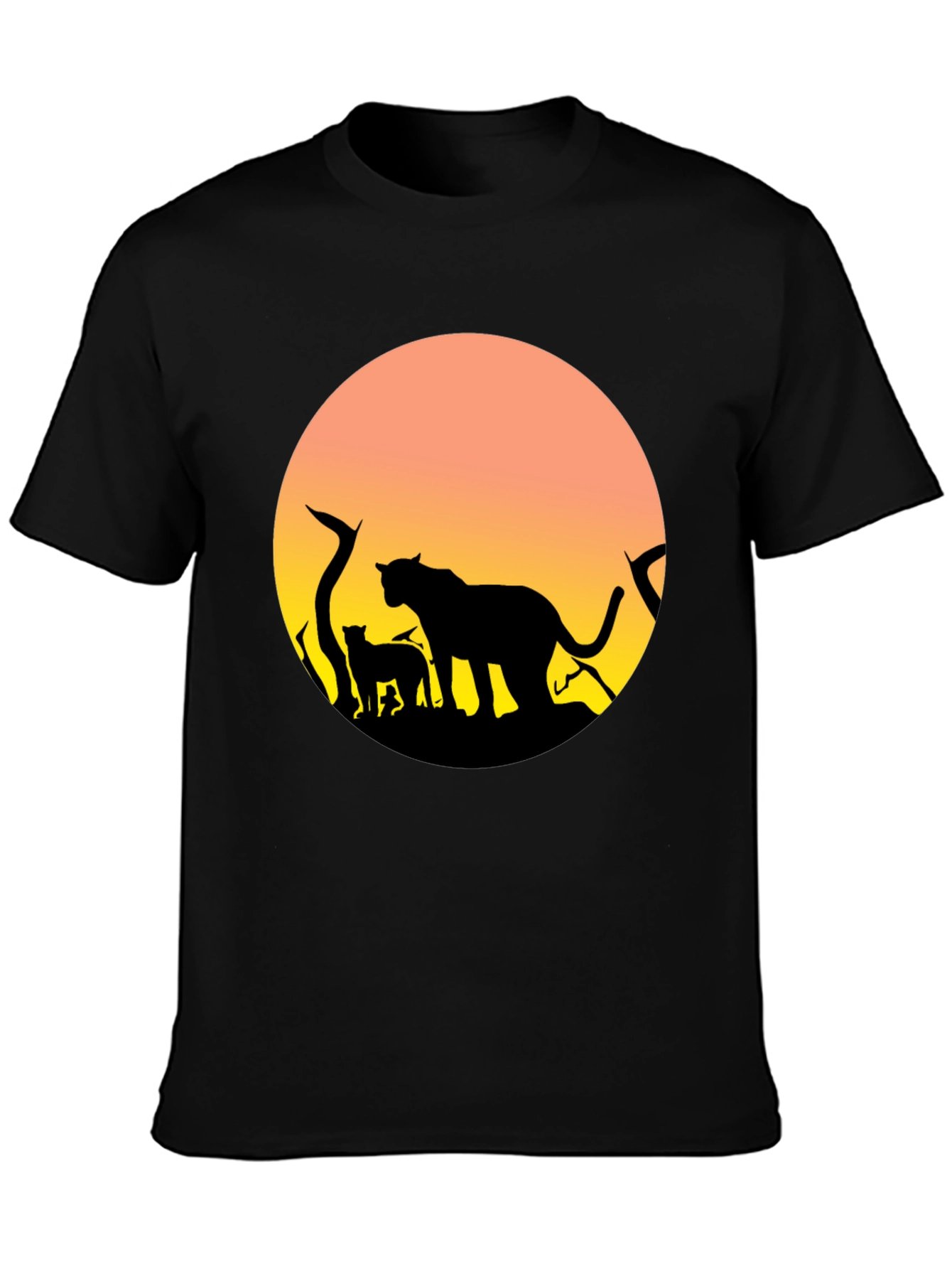 Lion Silhouette Sunset Graphic T-Shirt