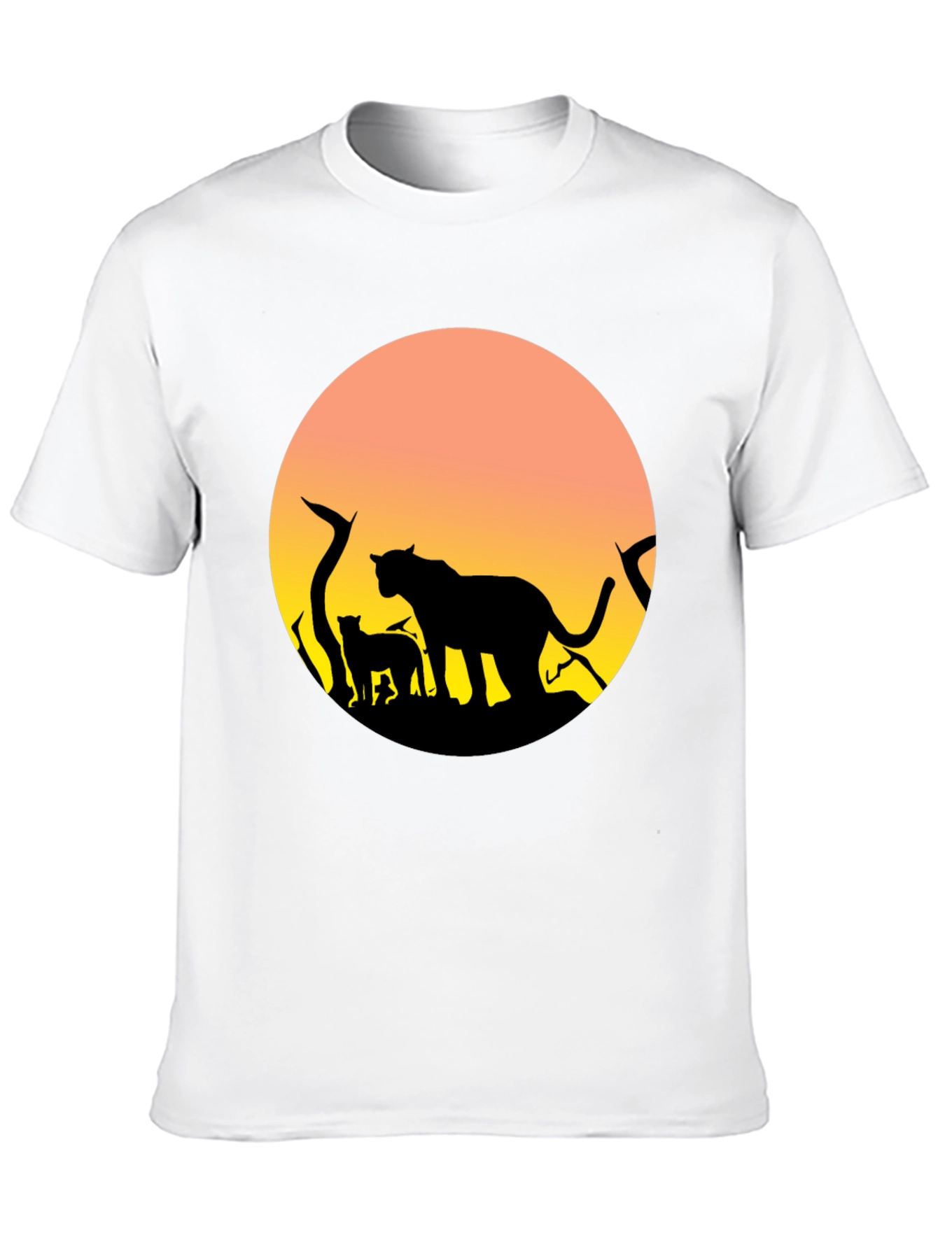 Lion Silhouette Sunset Graphic T-Shirt