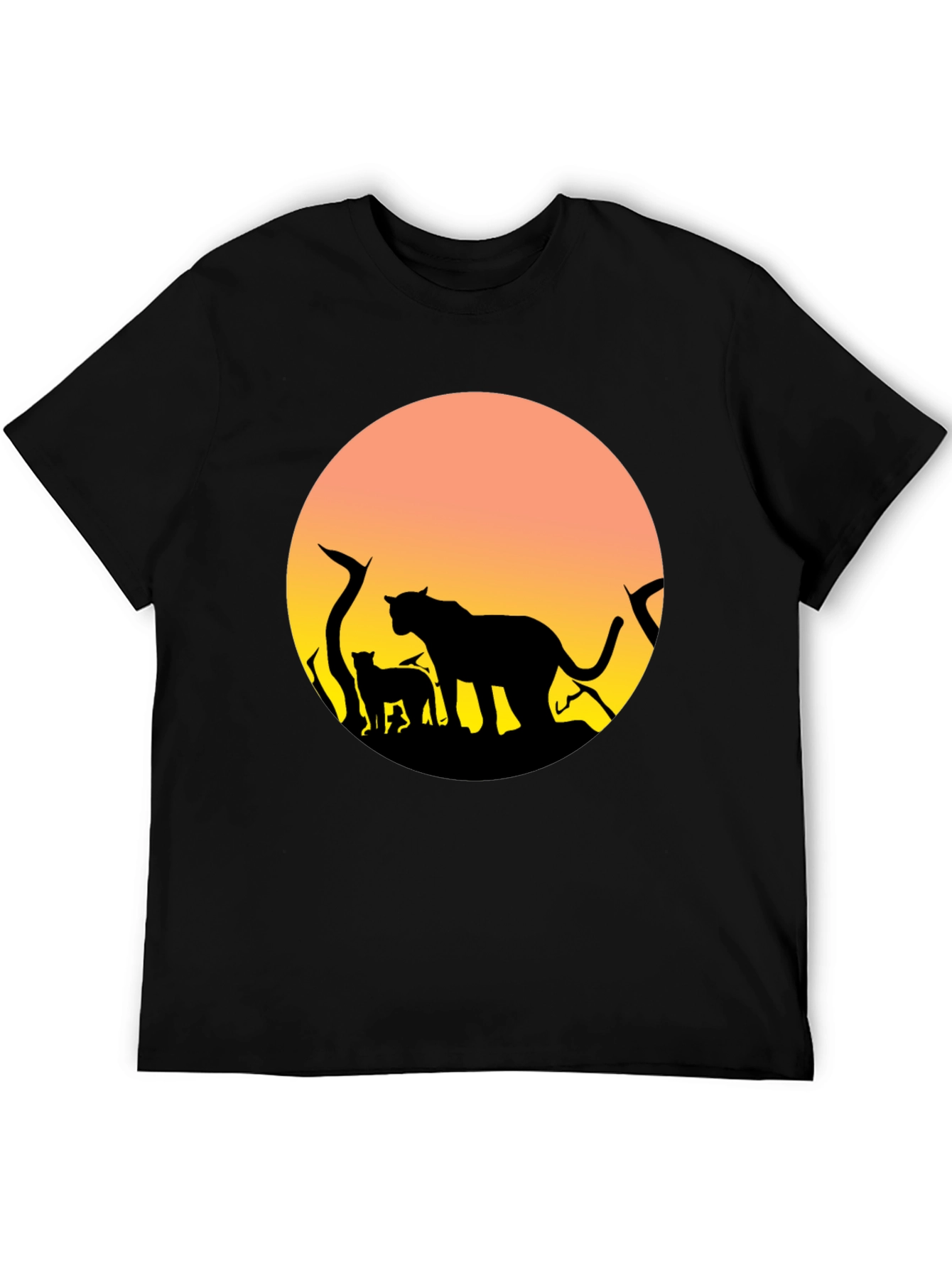 Lion Silhouette Sunset Graphic T-Shirt