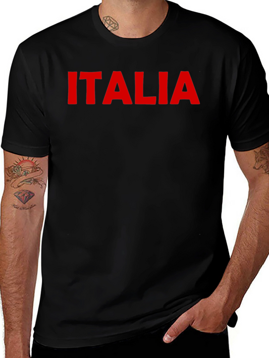 Italia Graphic Tee - Black Cotton T-Shirt