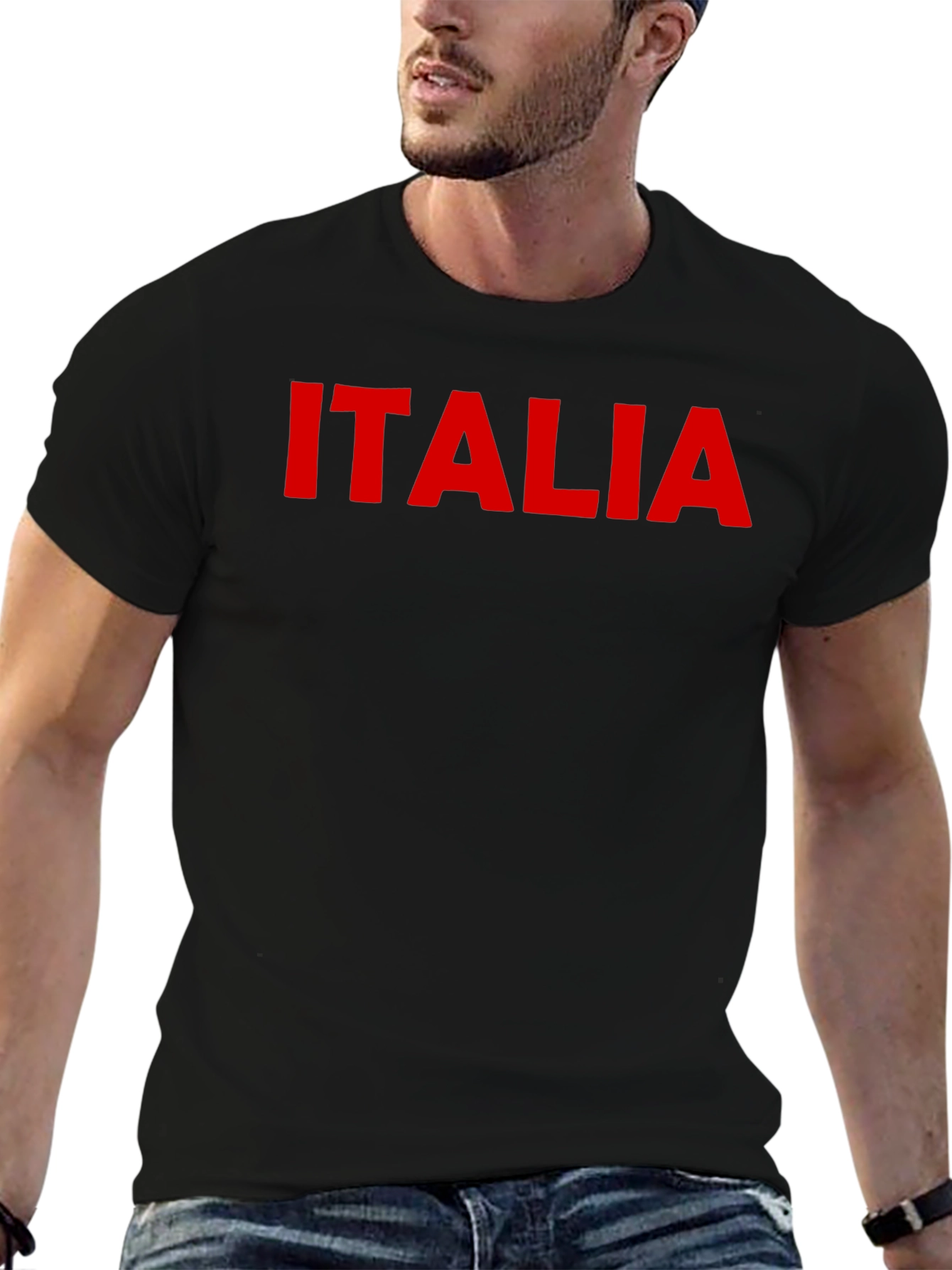 Italia Graphic Tee - Black Cotton T-Shirt