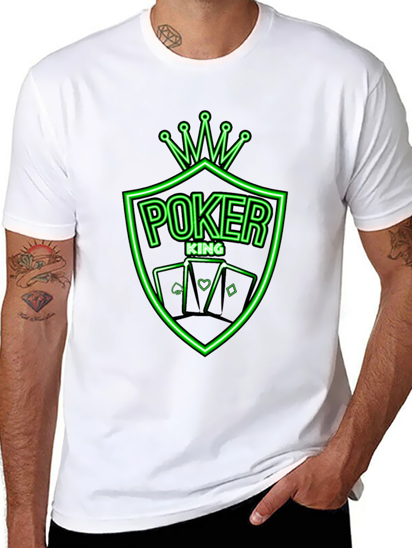 Poker King Neon Graphic Tee - Black