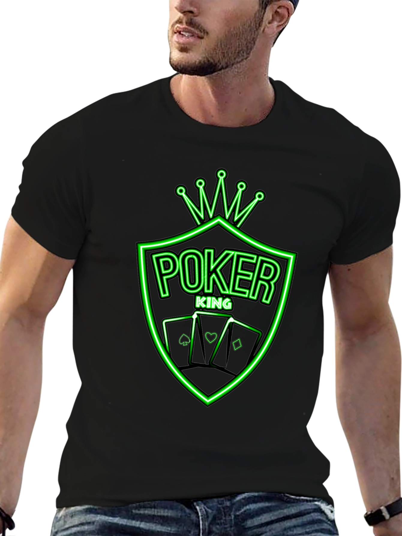 Poker King Neon Graphic Tee - Black