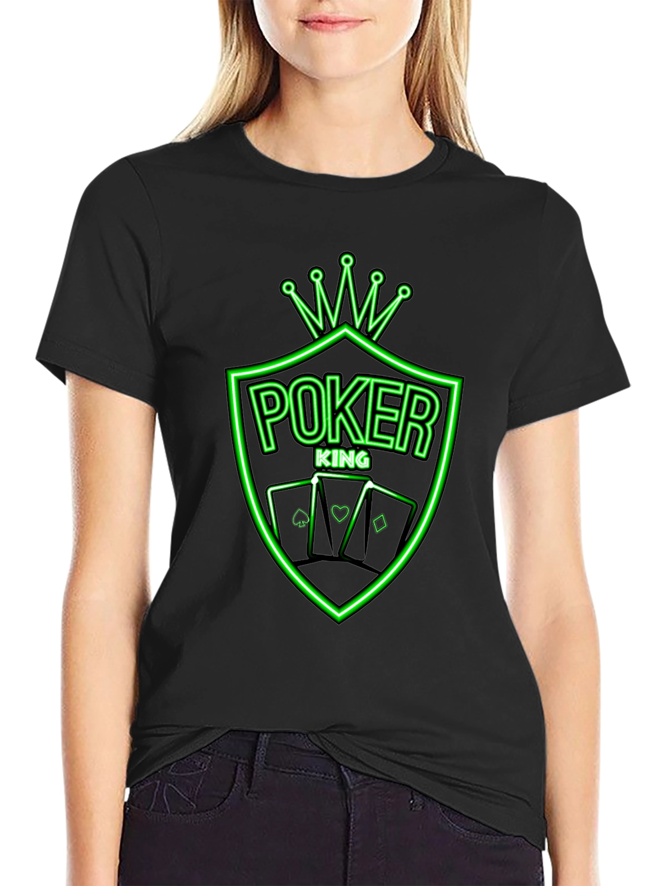 Poker King Neon Graphic Tee - Black