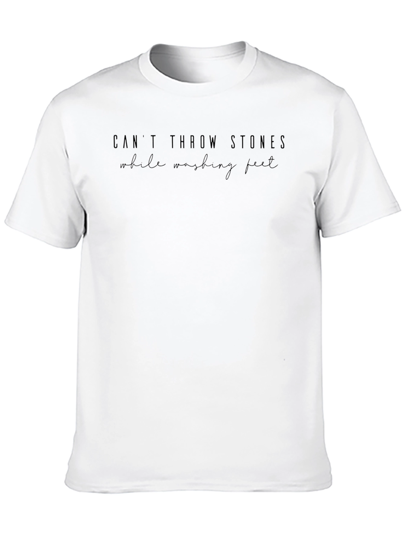 Black Graphic Tee: Cant Throw Stones