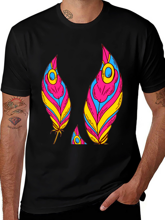 Feather Graphic T-Shirt - Pan Pride Colors