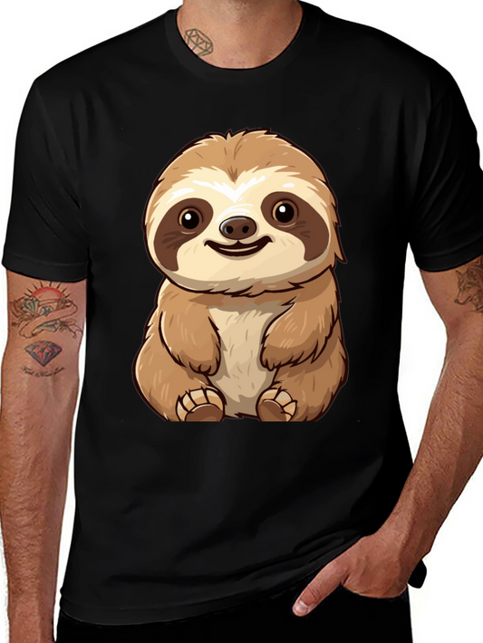 Cute Sloth Graphic Tee - Black T-Shirt