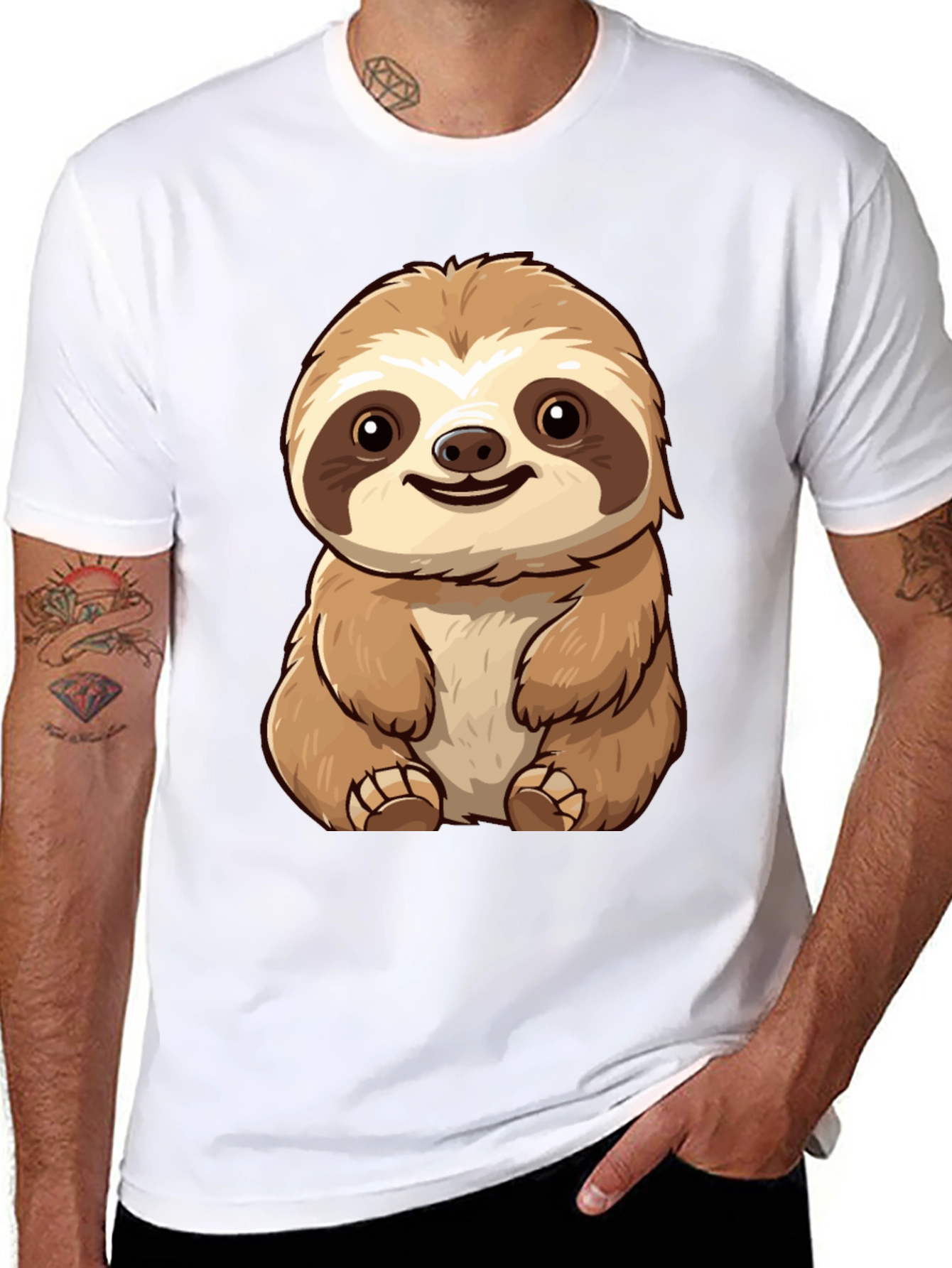 Cute Sloth Graphic Tee - Black T-Shirt