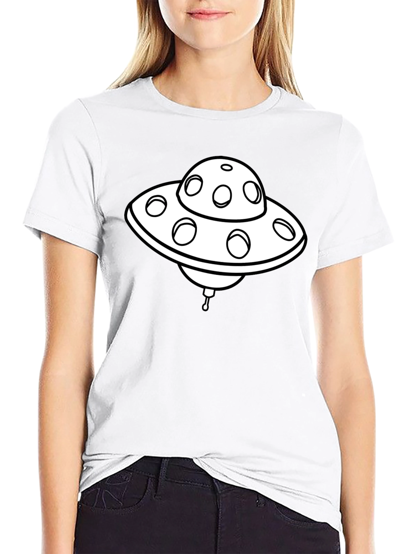 UFO Graphic T-Shirt - Black Cotton Blend