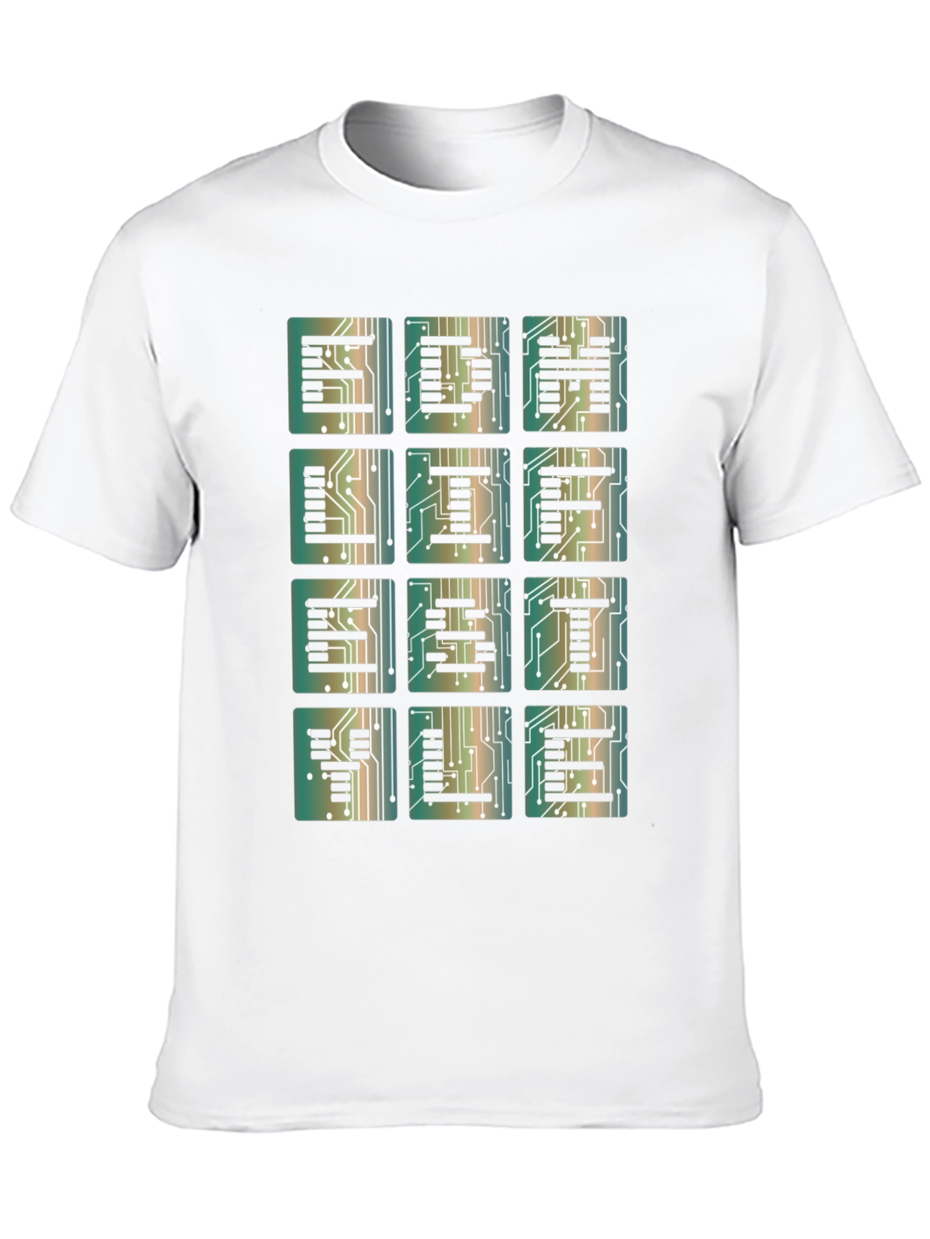 Electronic Circuit Board Letter Print Black T-Shirt