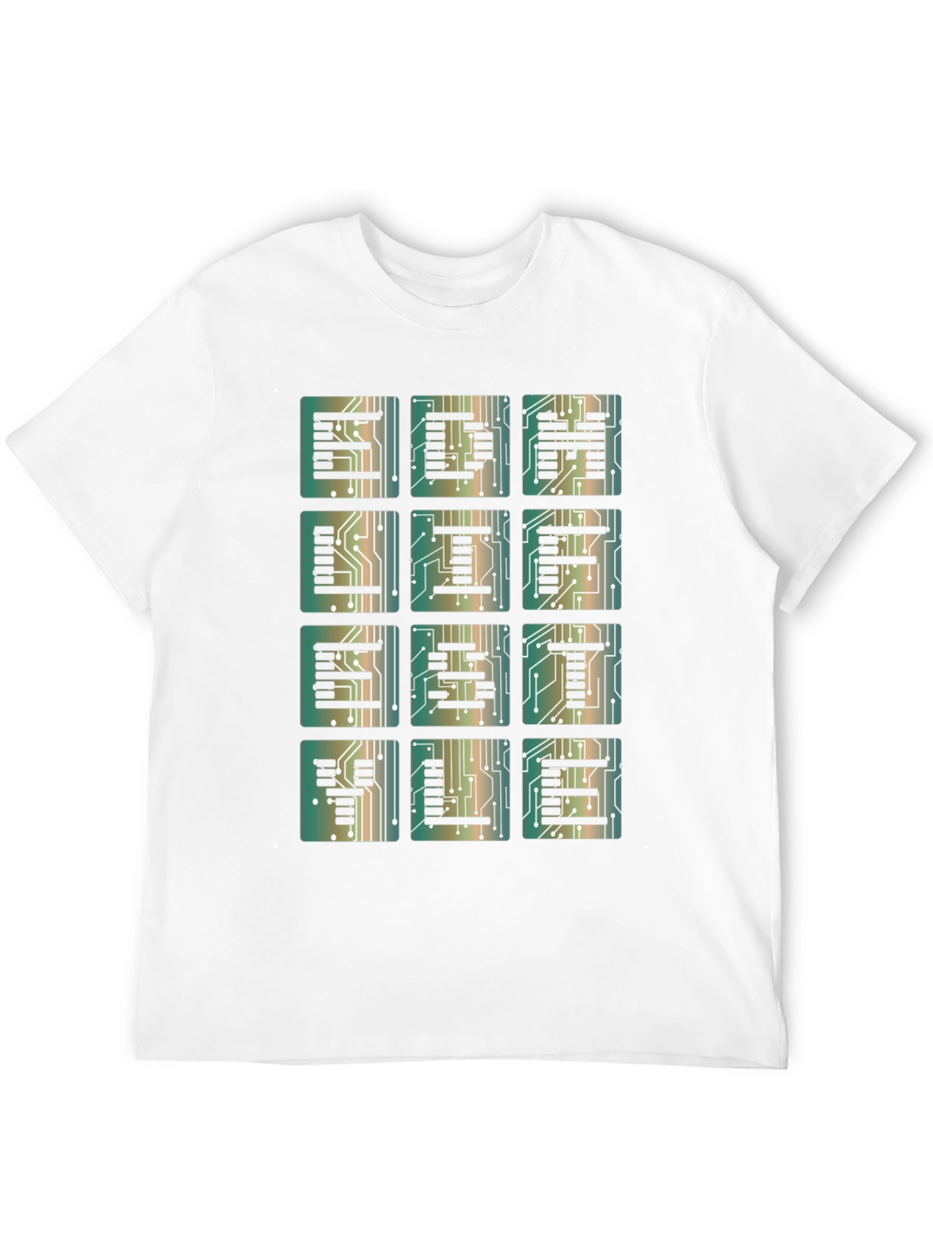 Electronic Circuit Board Letter Print Black T-Shirt