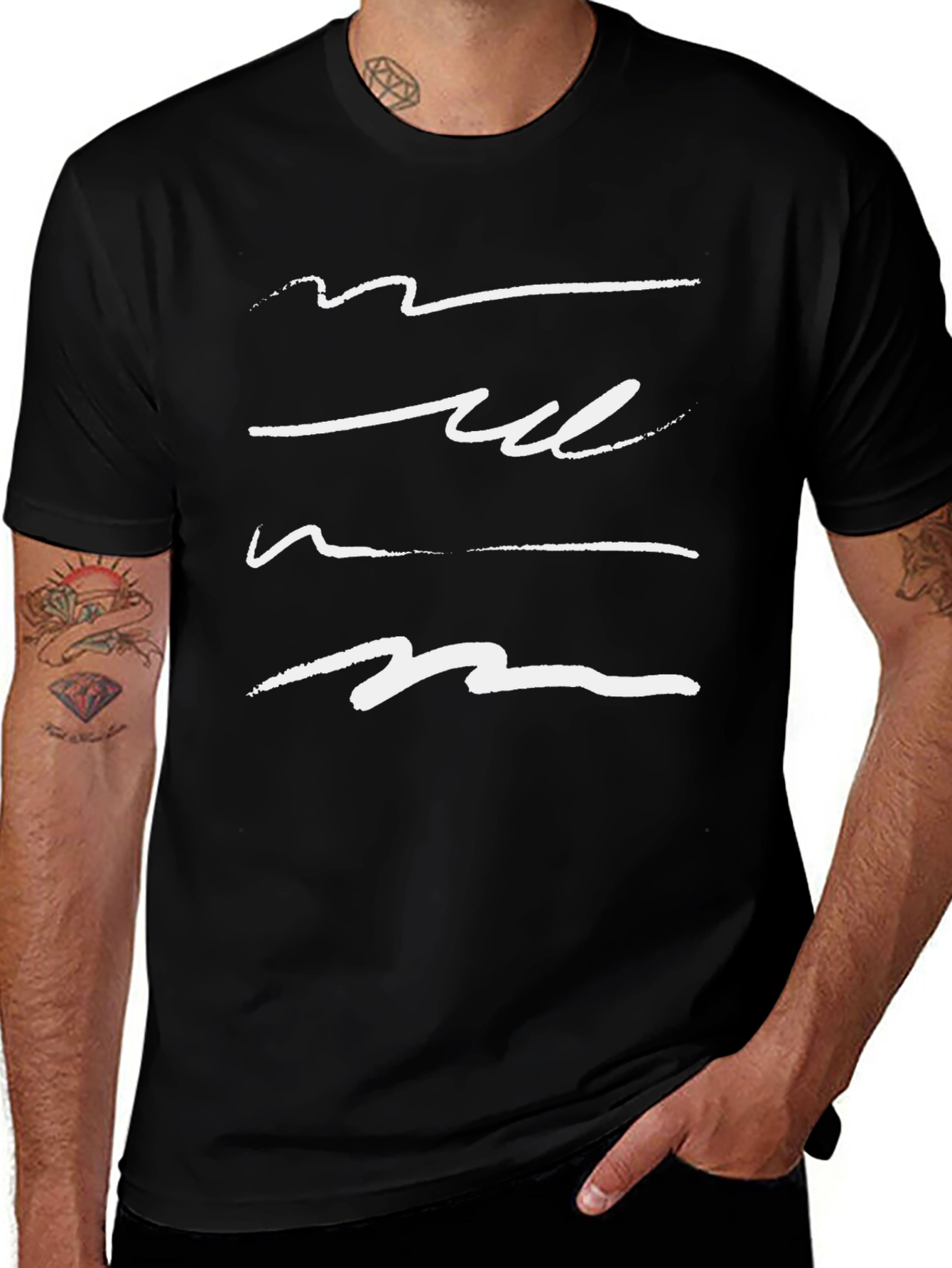 Abstract Line Art Black T-Shirt