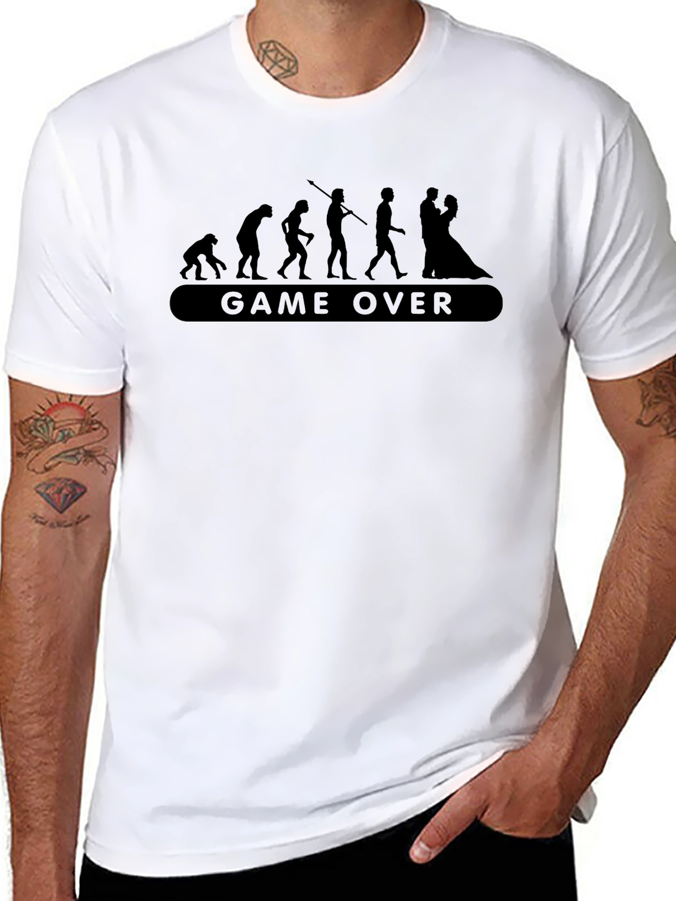 Game Over Evolution Funny Black T-Shirt