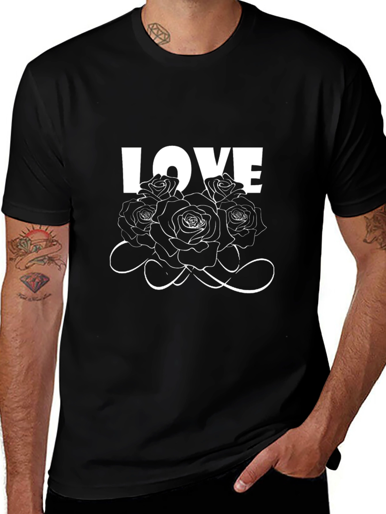 Love Roses Graphic Black T-Shirt