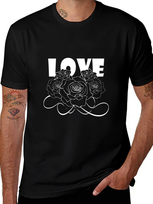 Love Roses Graphic Black T-Shirt