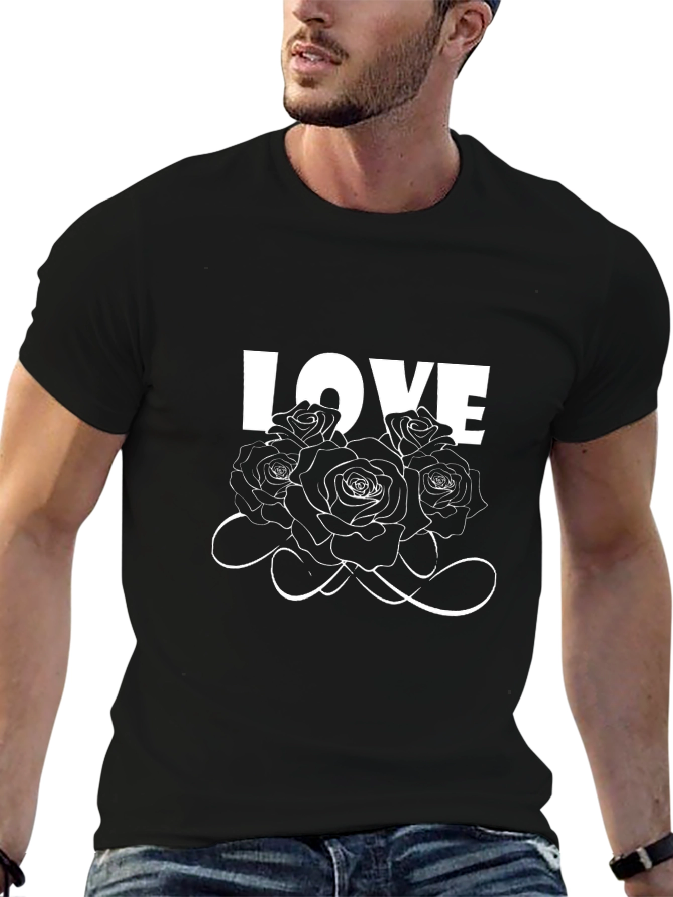 Love Roses Graphic Black T-Shirt