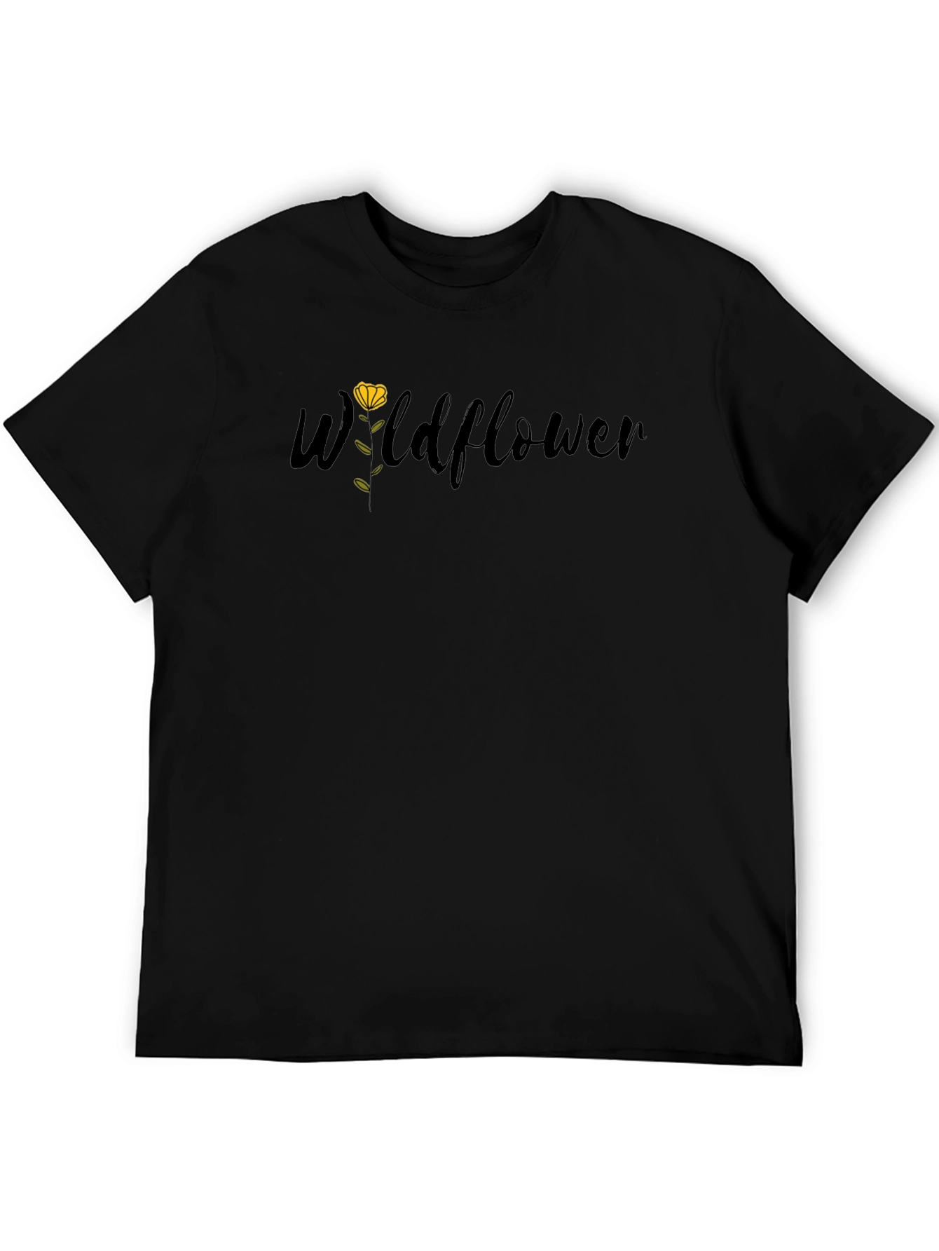 Wildflower Graphic Tee - Stylish Black Cotton T-Shirt