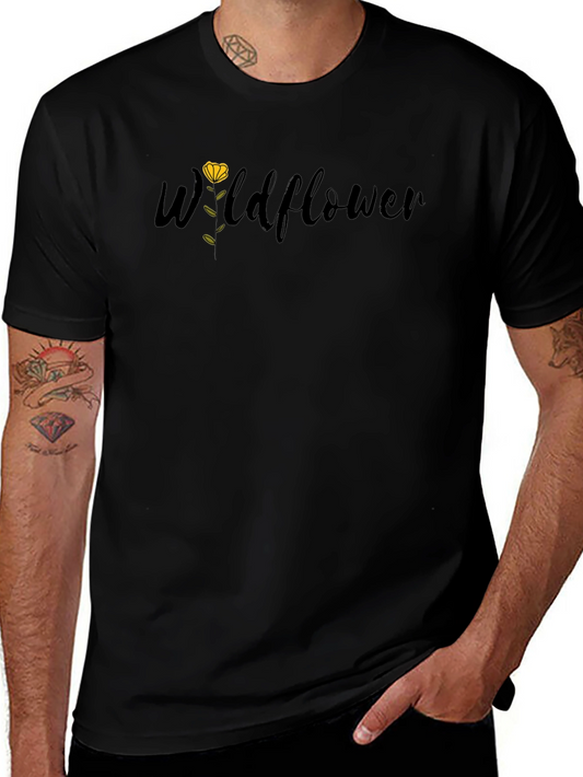 Wildflower Graphic Tee - Stylish Black Cotton T-Shirt