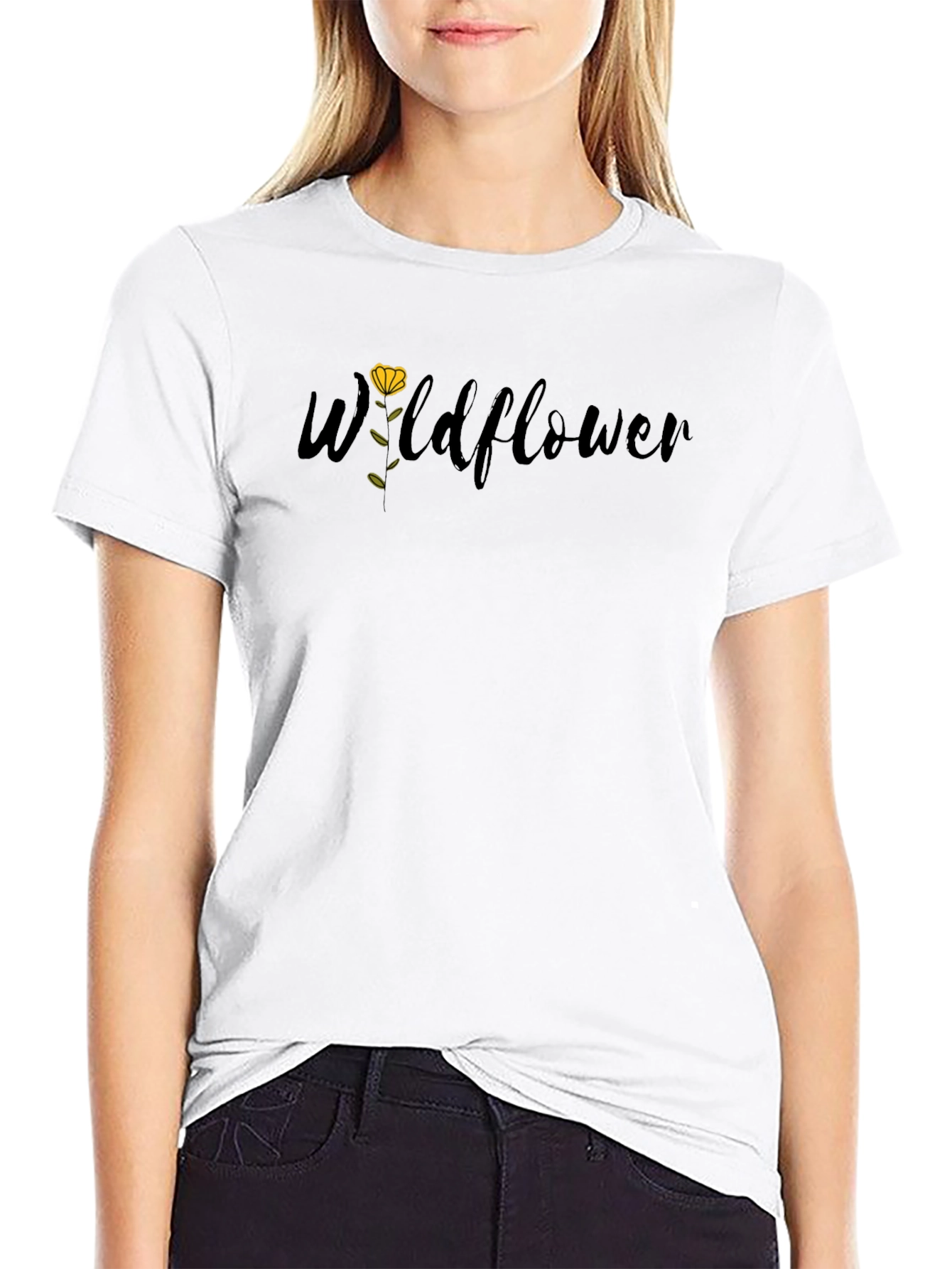 Wildflower Graphic Tee - Stylish Black Cotton T-Shirt
