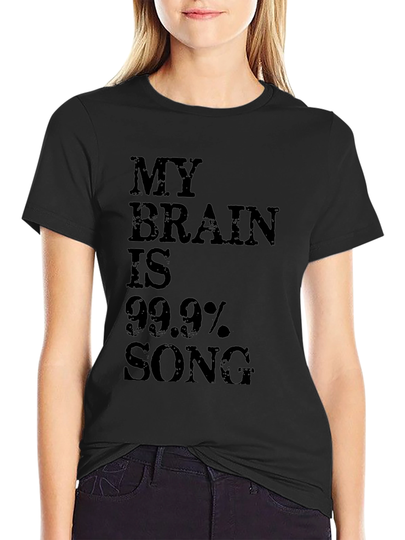 Funny My Brain Is 99.9% Song Black T-Shirt
