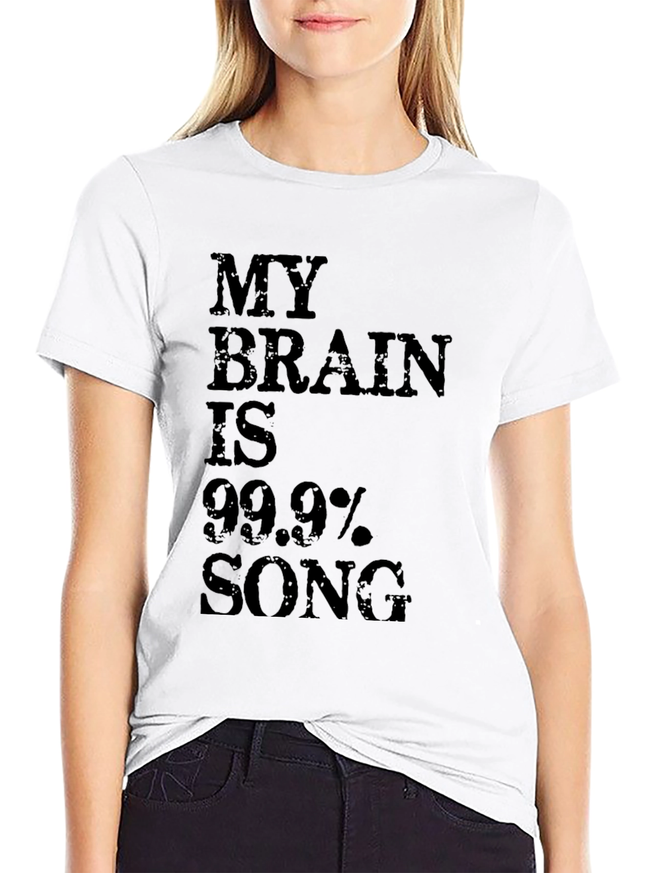 Funny My Brain Is 99.9% Song Black T-Shirt