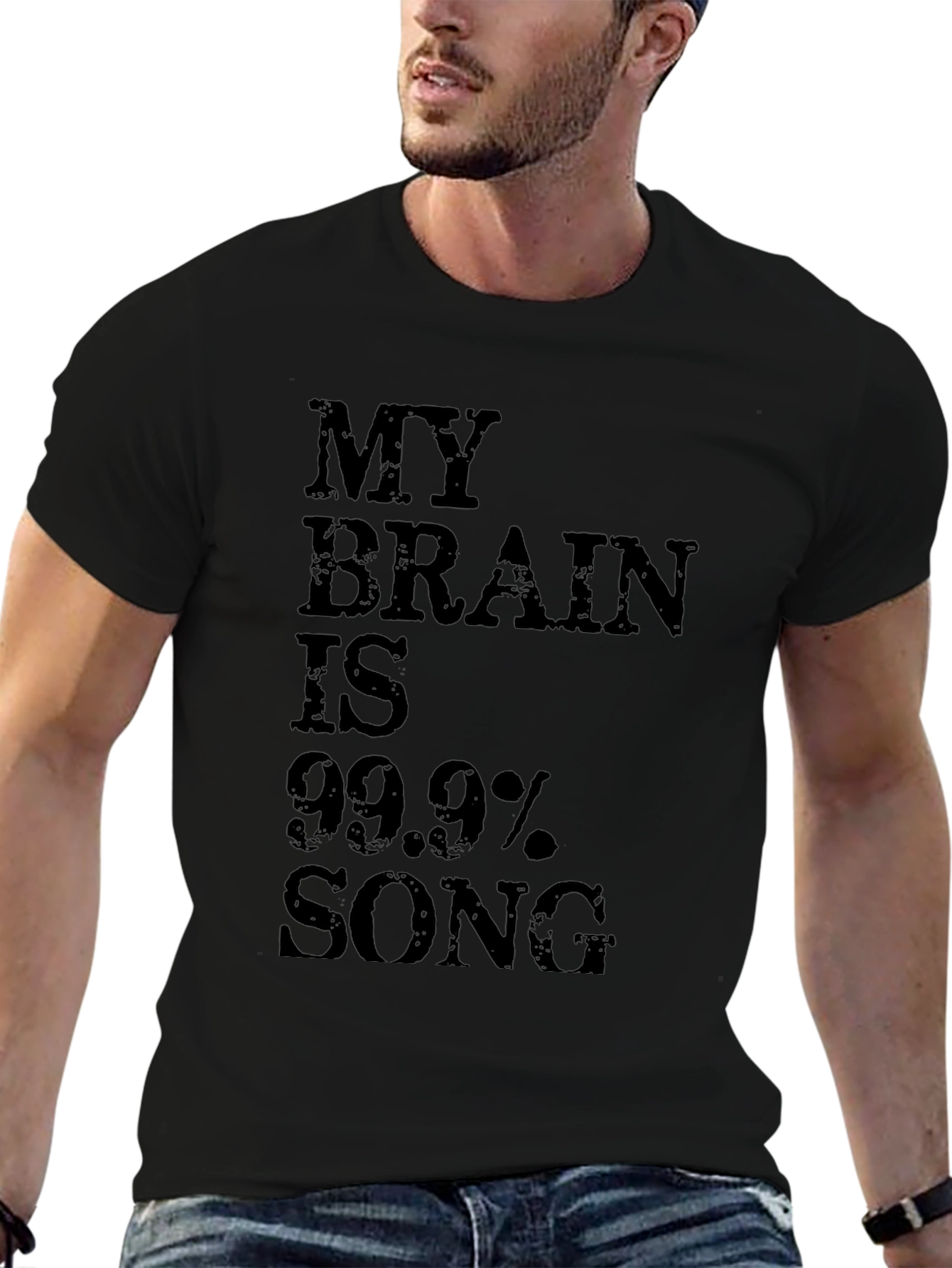 Funny My Brain Is 99.9% Song Black T-Shirt
