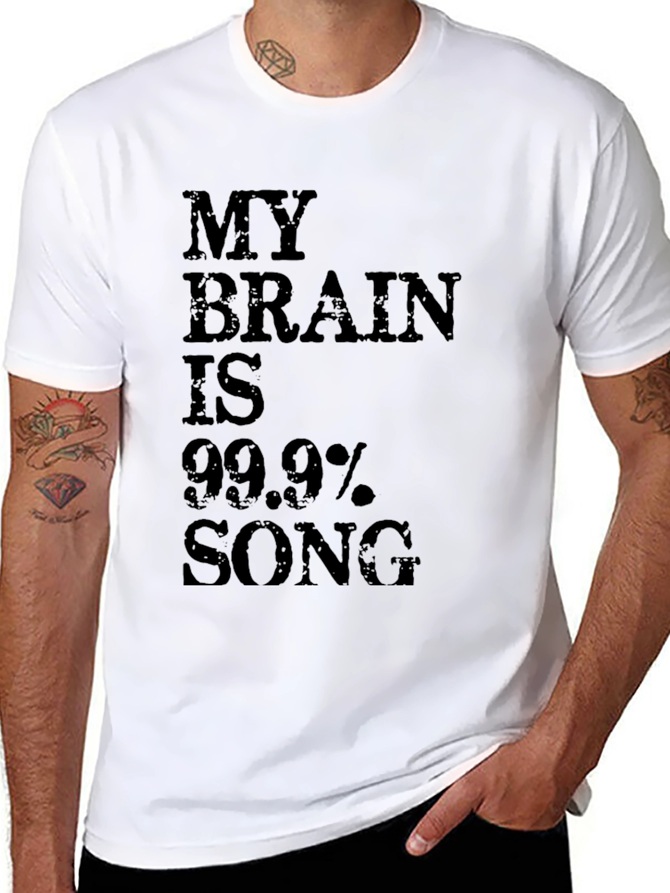 Funny My Brain Is 99.9% Song Black T-Shirt