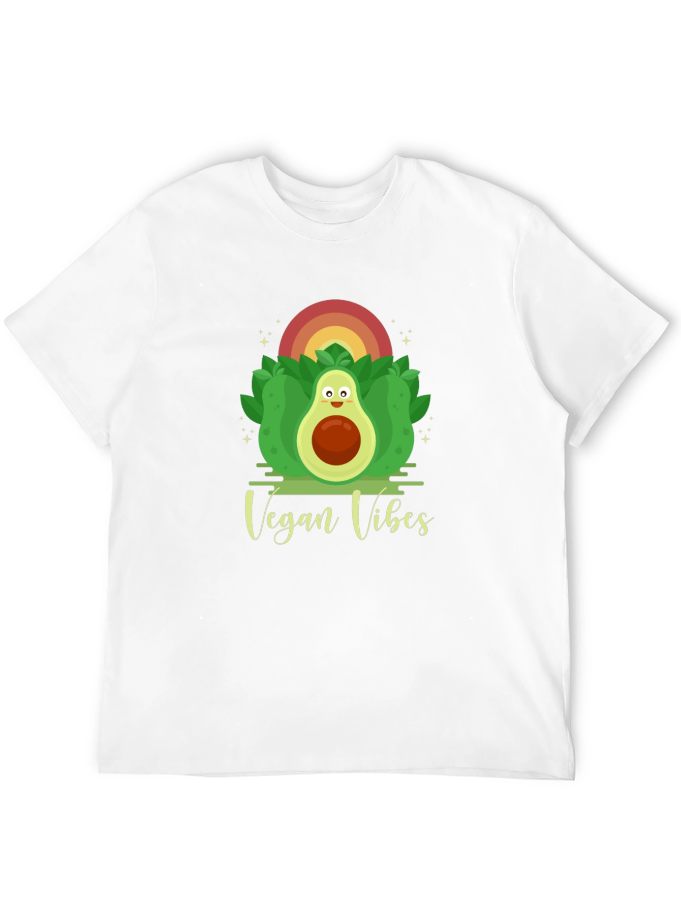 Vegan Vibes Graphic Tee - Cute Avocado Design