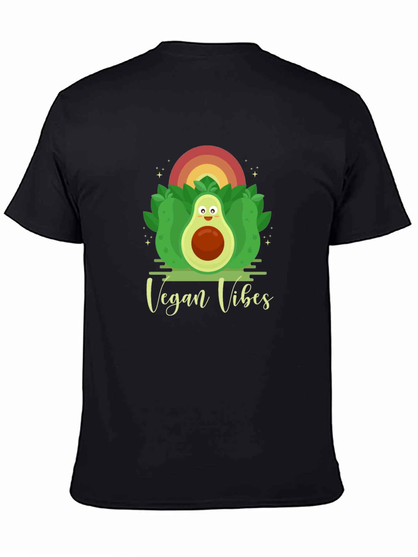 Vegan Vibes Graphic Tee - Cute Avocado Design