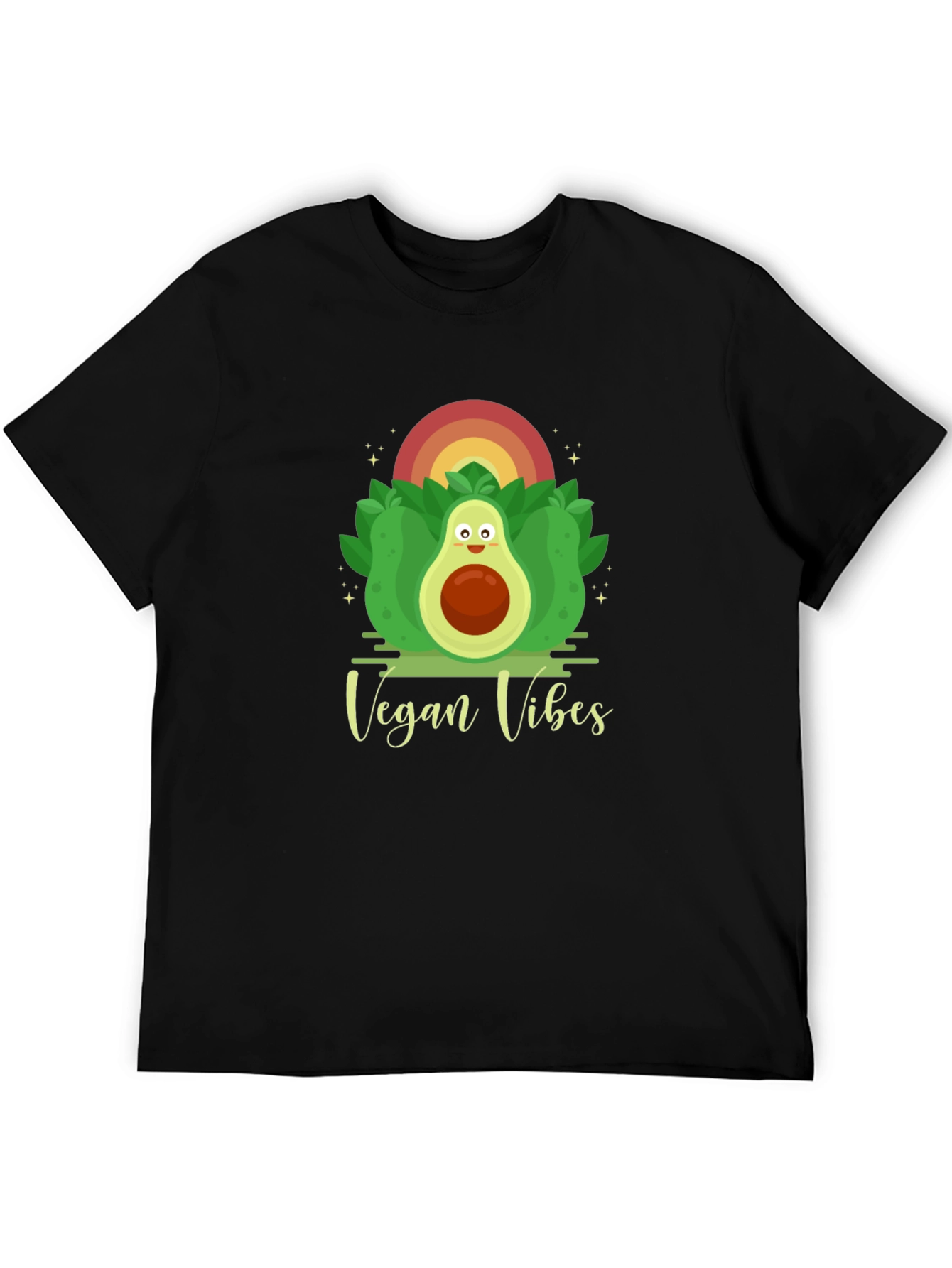Vegan Vibes Graphic Tee - Cute Avocado Design