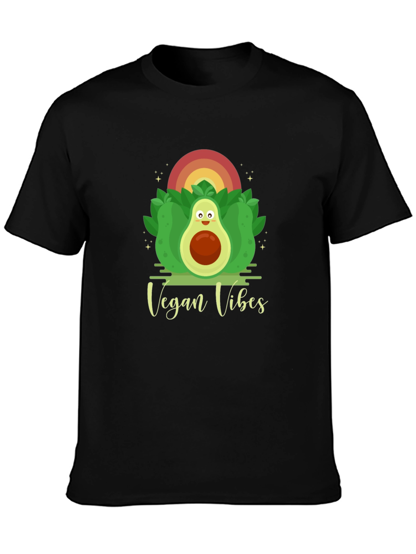 Vegan Vibes Graphic Tee - Cute Avocado Design