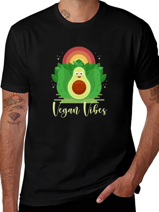 Vegan Vibes Graphic Tee - Cute Avocado Design