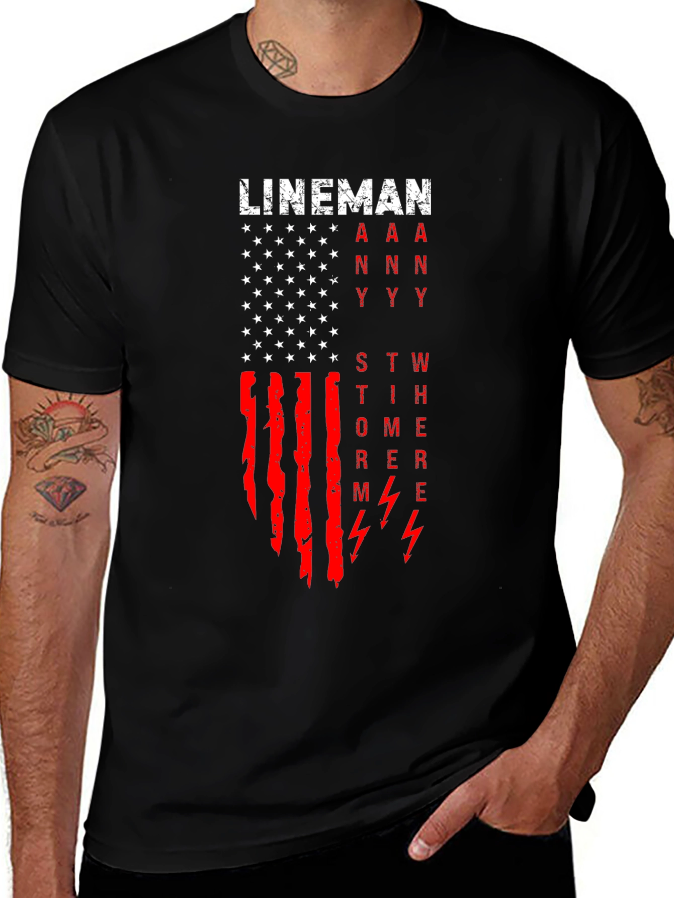 Lineman American Flag Graphic T-Shirt