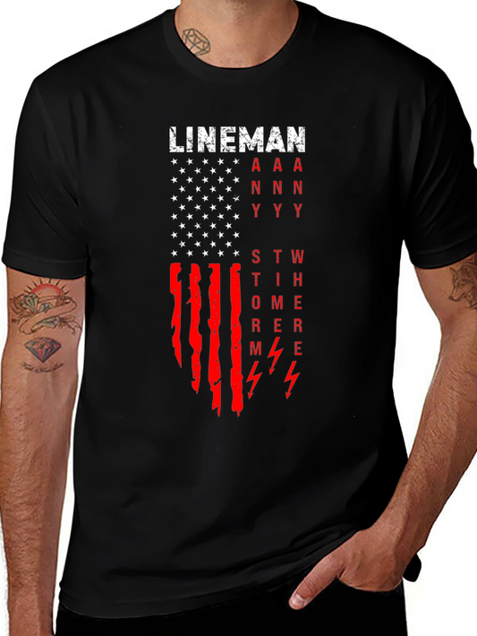 Lineman American Flag Graphic T-Shirt