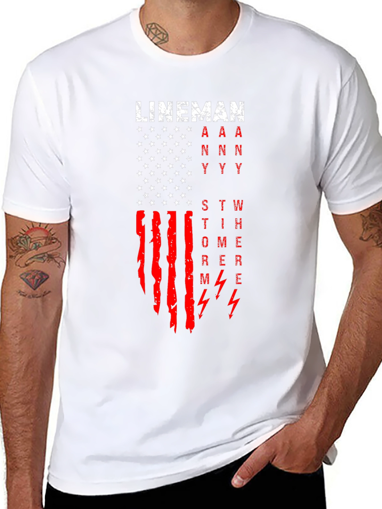 Lineman American Flag Graphic T-Shirt