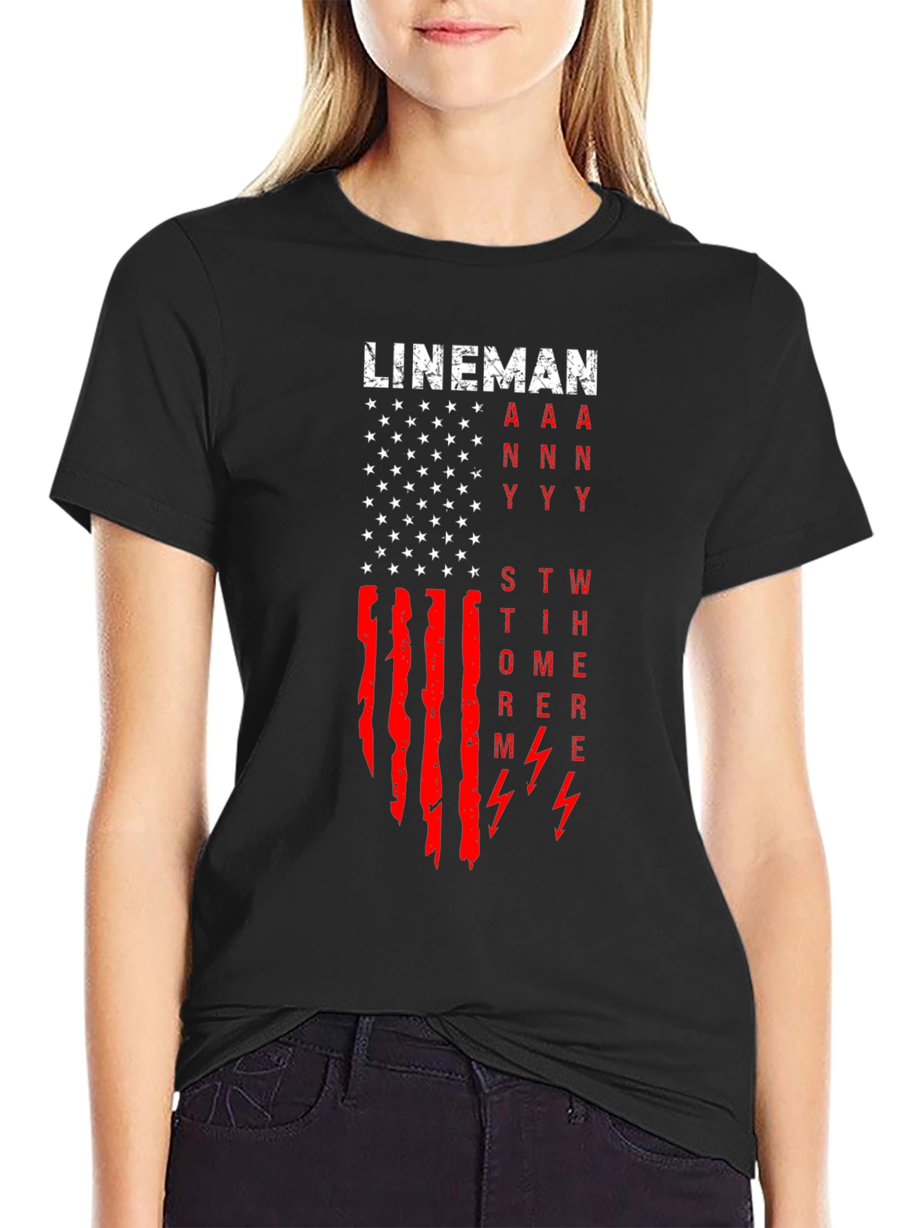 Lineman American Flag Graphic T-Shirt