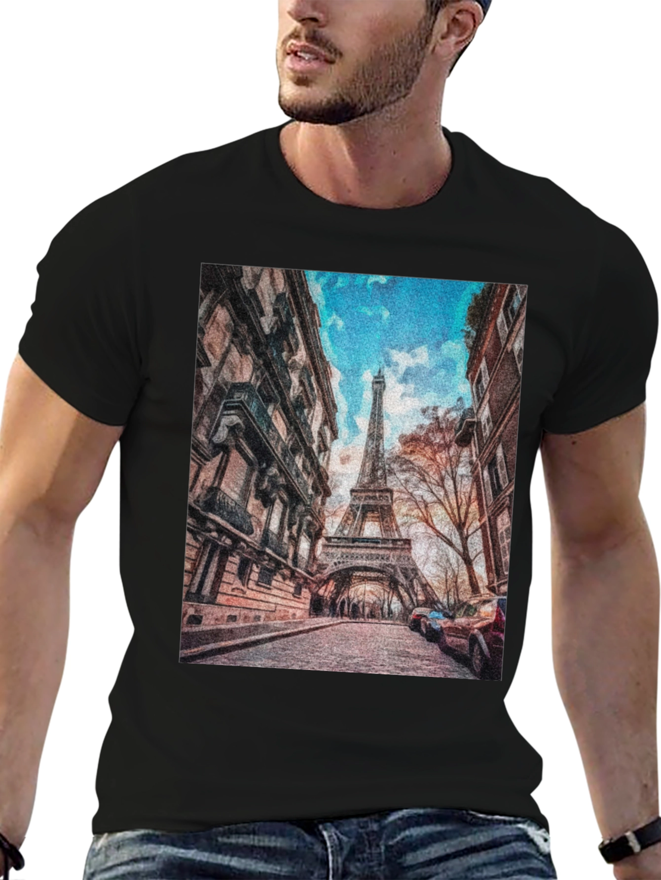 Eiffel Tower Graphic Tee - Paris Street Scene