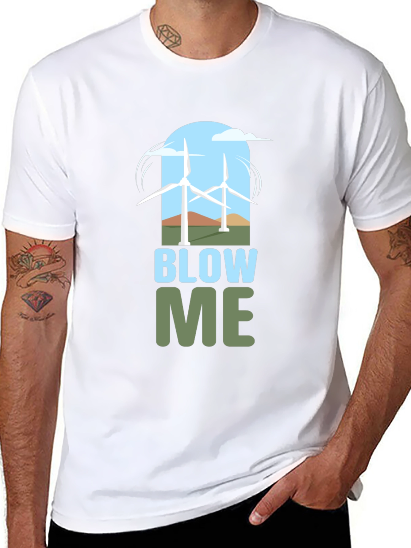 Blow Me Wind Turbine Graphic Tee