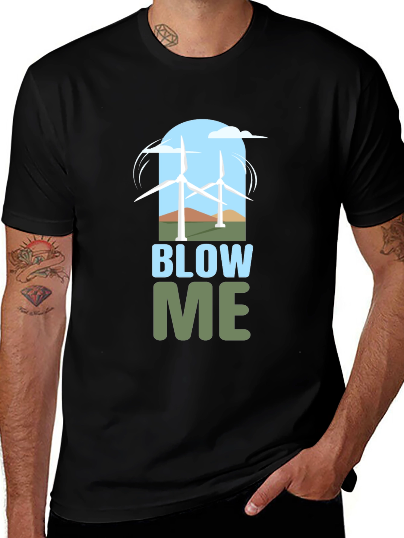 Blow Me Wind Turbine Graphic Tee