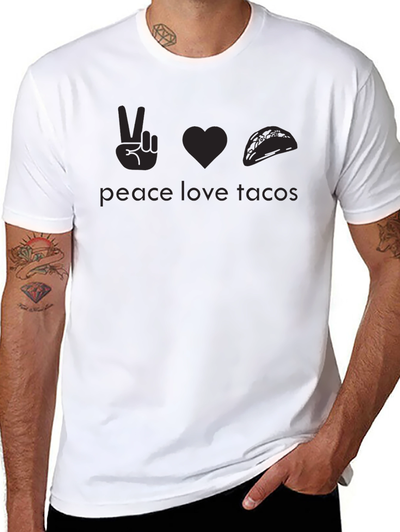 Peace Love Tacos T-Shirt - Black Graphic Tee