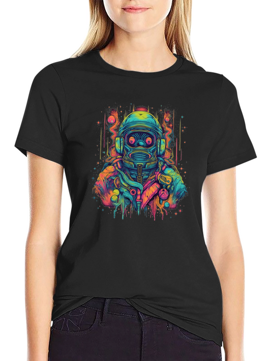 Cyberpunk Astronaut Graphic Black T-Shirt