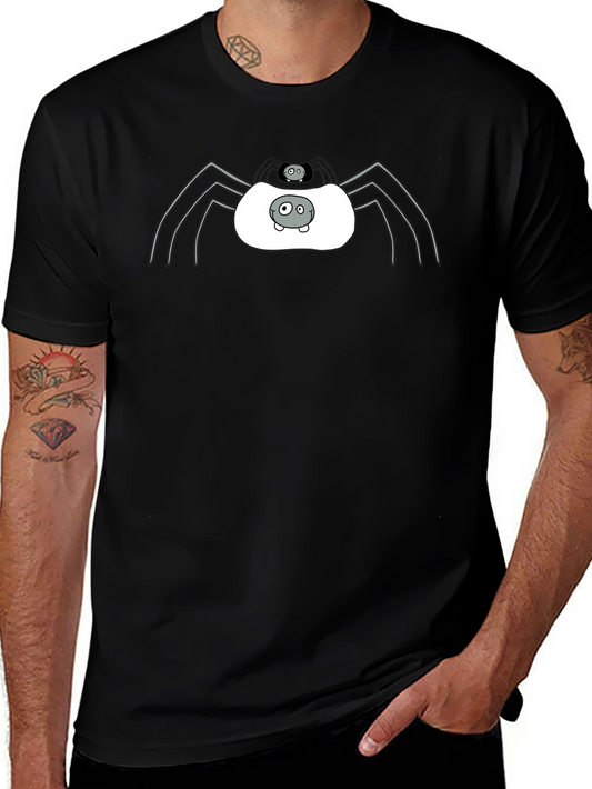 Cute Spider Graphic Tee - Black Cotton T-Shirt