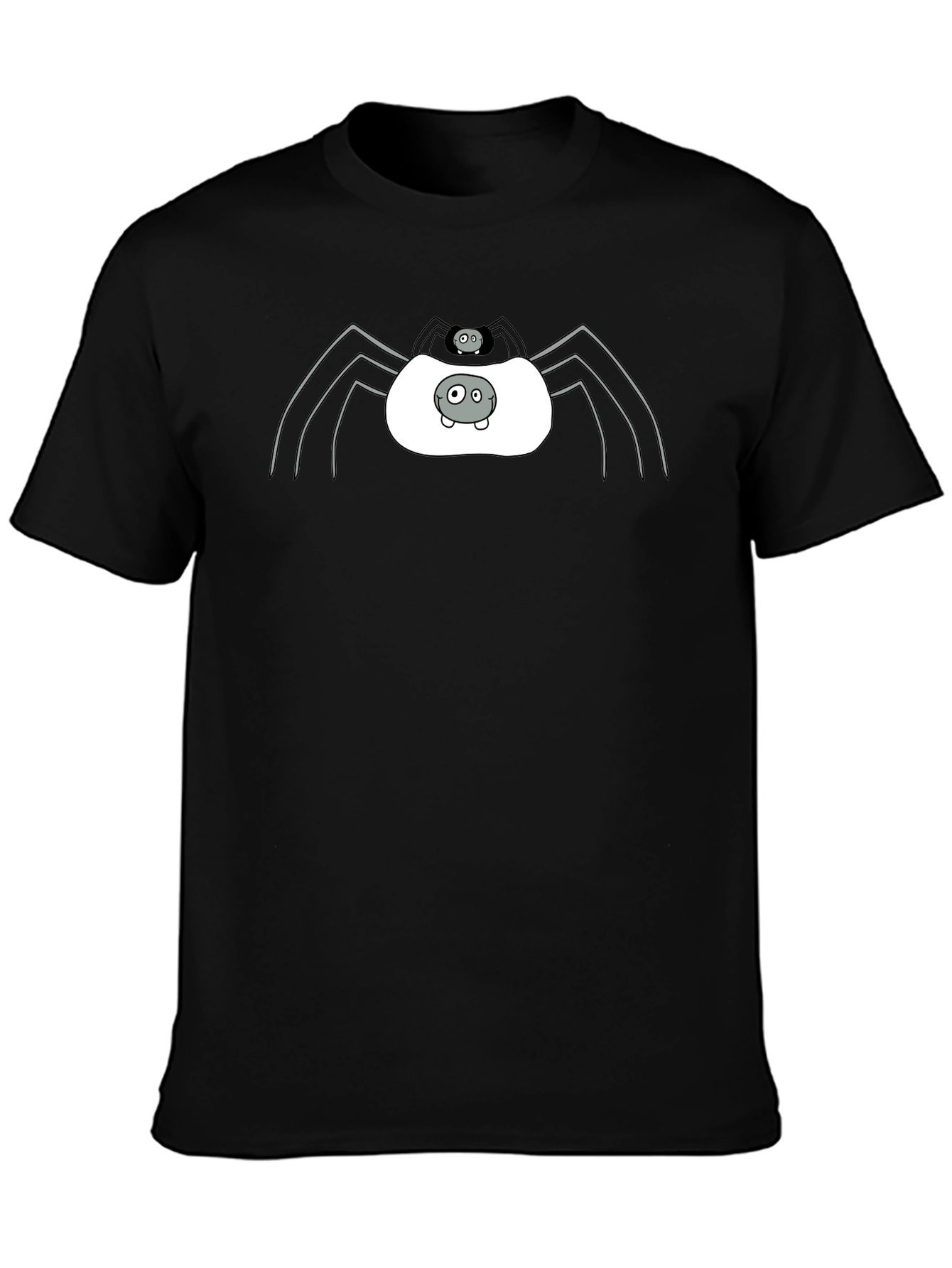 Cute Spider Graphic Tee - Black Cotton T-Shirt
