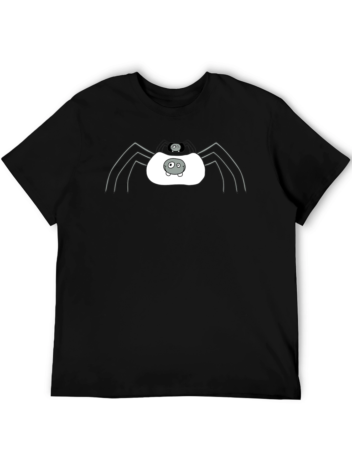 Cute Spider Graphic Tee - Black Cotton T-Shirt