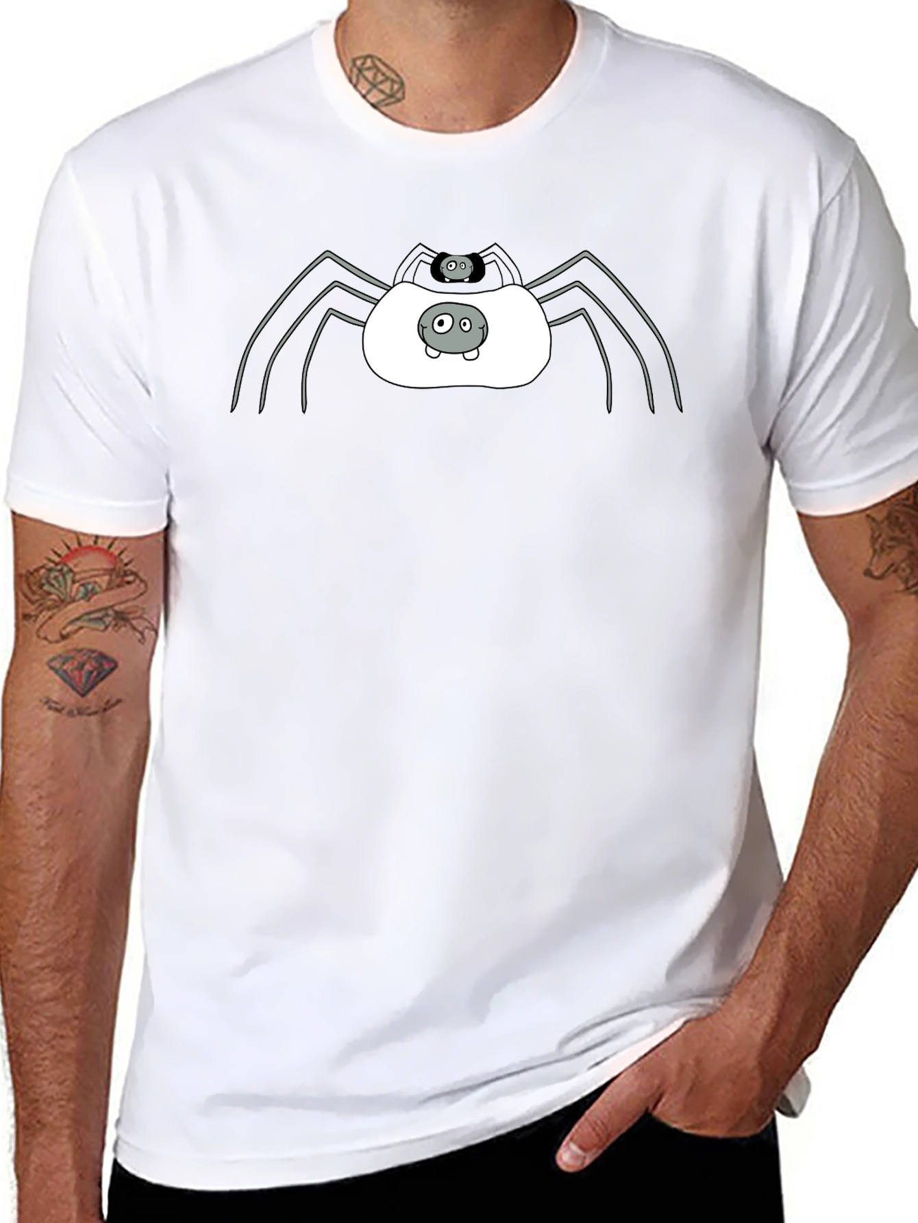 Cute Spider Graphic Tee - Black Cotton T-Shirt