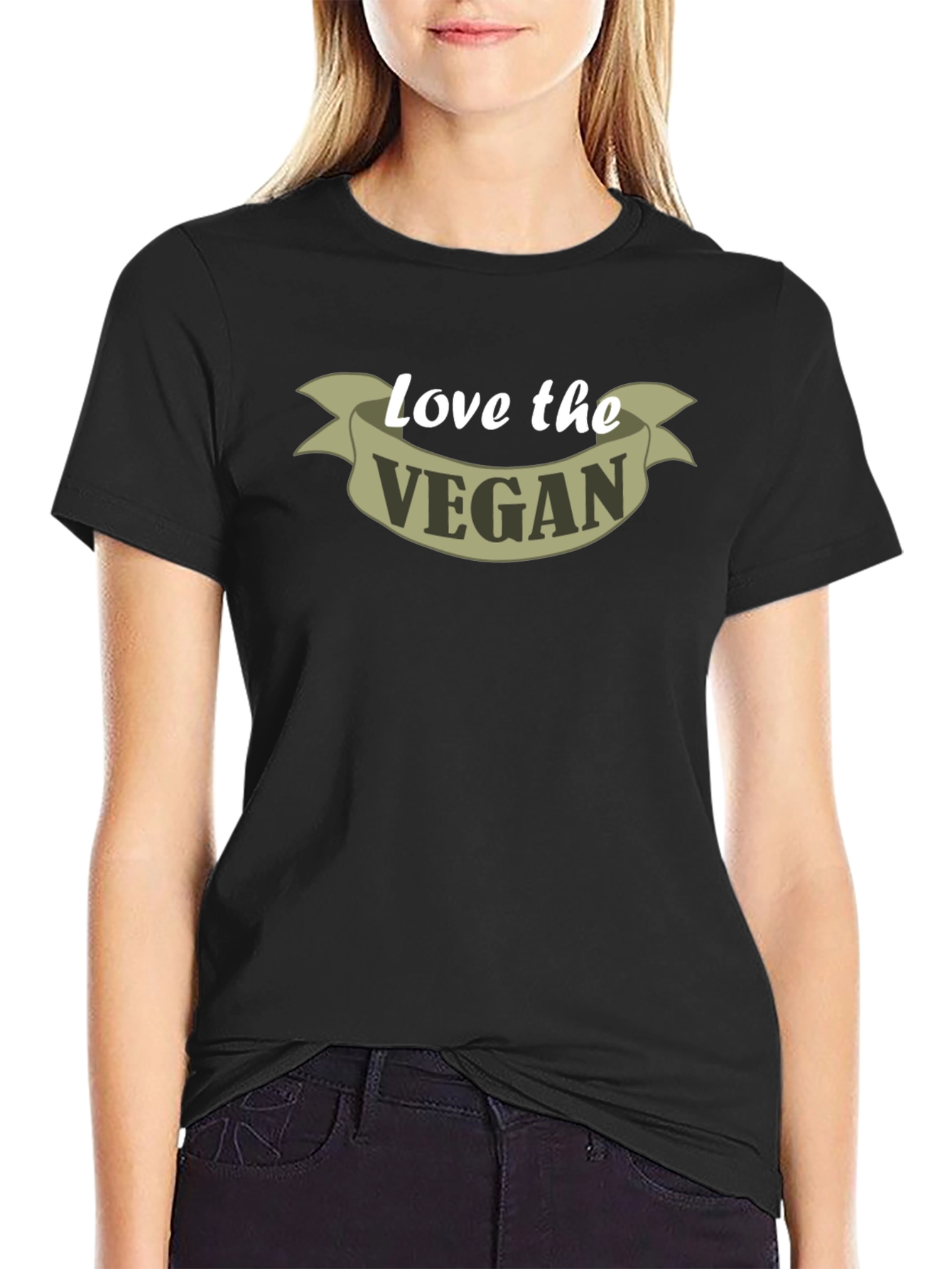 Love the Vegan T-Shirt - Black - Slogan Tee