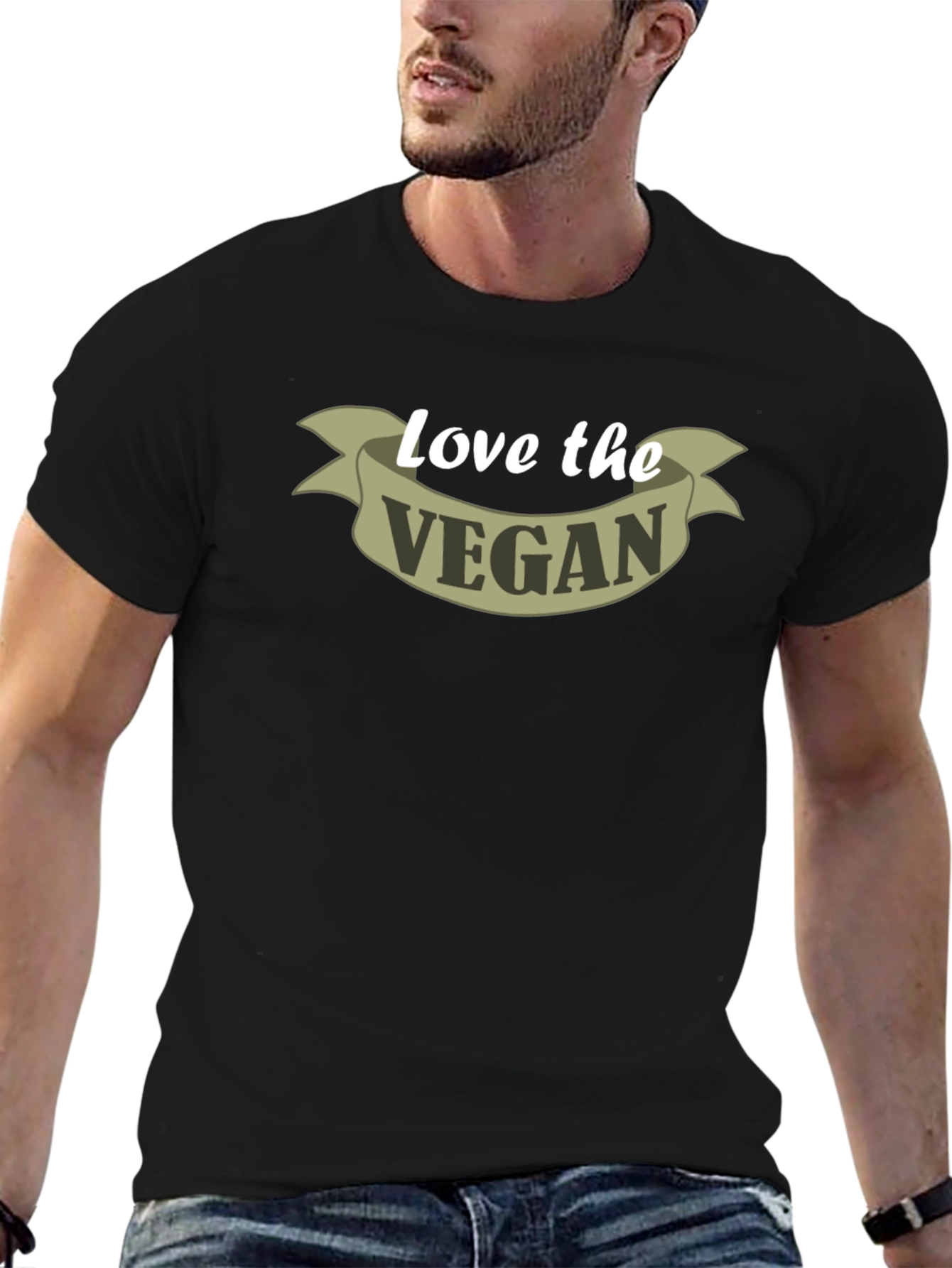Love the Vegan T-Shirt - Black - Slogan Tee